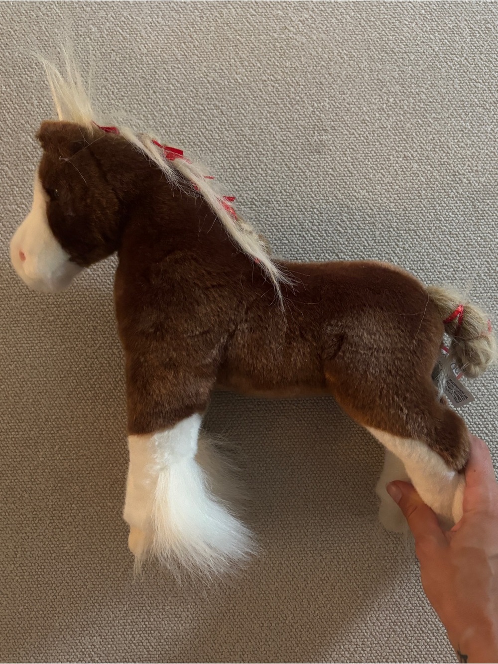 Douglas Medium Brown and White Horse With Braid Stuffed Animal Plush Toy